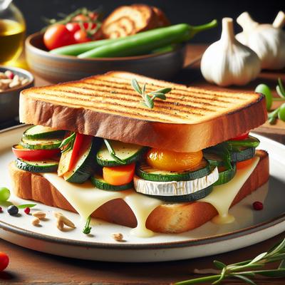 Image of Roasted Vegetarian Sandwich with Brie Cheese Light