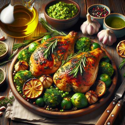 Image of Roasted Whole Chicken Breasts with Green Stuffing