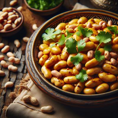 Image of Roasted Yellow Beans with Peanuts and Cilantro