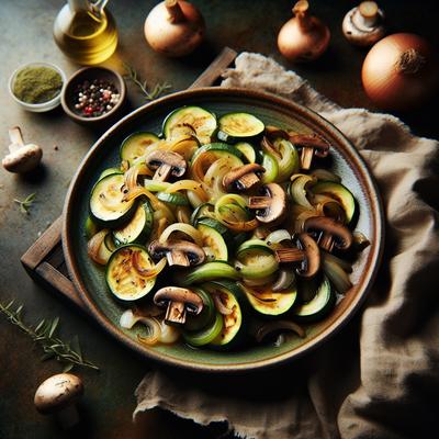 Image of Roasted Zucchini Mushrooms and Onions