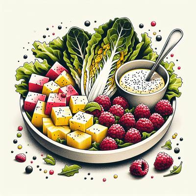 Image of Romaine Heart Pineapple Raspberries Poppy Seed Dressing