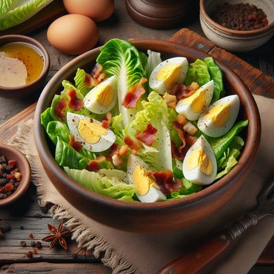 Image of Romaine Salad with Bacon and Hard Boiled Eggs
