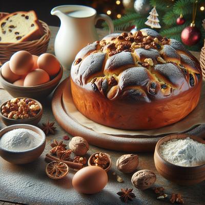 Image of Romanian Cozonac or Colac a Christmas Bread