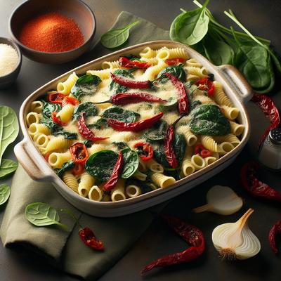 Image of Romano Spinach and Roasted Red Pepper Pasta Bake