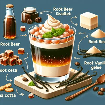Image of Root Beer Granite with Root Beer Gelee and Vanilla Panna Cotta