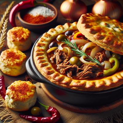 Image of Ropa Vieja Pot Pies with Pepper Jack Biscuits