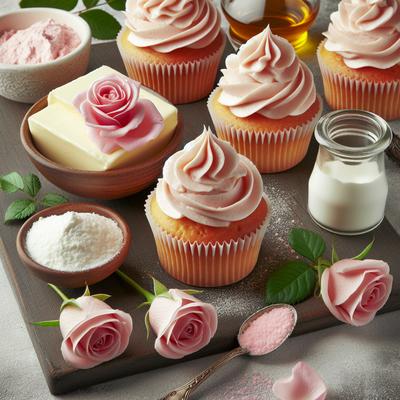 Image of Rose Flavored Buttercream Frosting Icing for Cupcakes