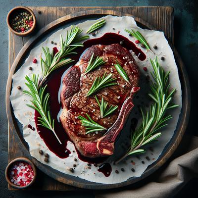 Image of Rosemary Crusted Porterhouse Steaks with Red Wine Sauce