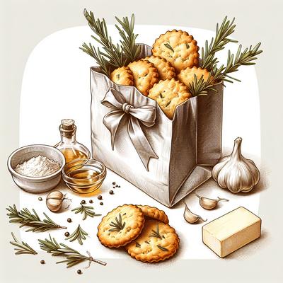 Image of Rosemary Garlic Biscuits in a Bag for Gifts