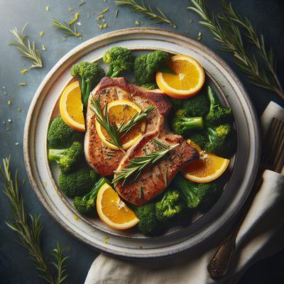 Image of Rosemary Orange Pork Chops and Lemon Butter Broccolini