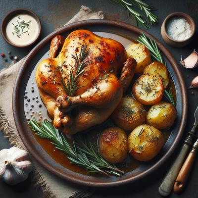 Image of Rosemary Roast Chicken with Smothered Potatoes