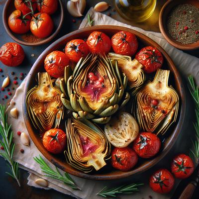 Image of Rosemary Roasted Jerusalem Artichokes and Tomatoes