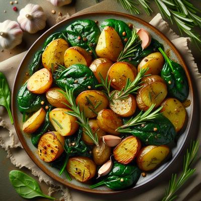Image of Rosemary Roasted Spinach Garlic Potatoes