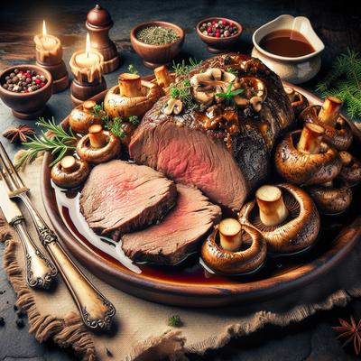 Image of Rostbraten Mit Pilzfulle Beef Roast with Mushroom Stuffing