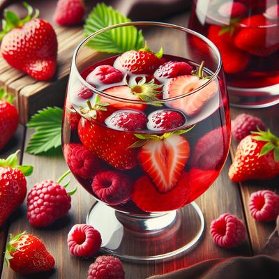Image of Rosy Ros Berries Strawberries and Raspberries in Wine