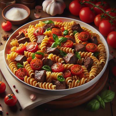 Image of Rotini Pasta with Beef and Tomatoes