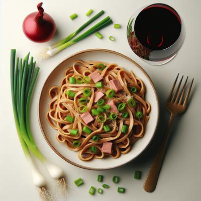 Image of Rotwein Nudeln Red Wine Pasta with Spring Onions