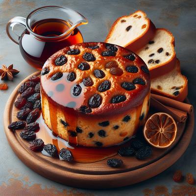 Image of Rum Raisin Bread Pudding with Spiced Rum Sauce
