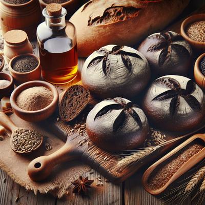 Image of Russian Black Bread Rolls or Loaves