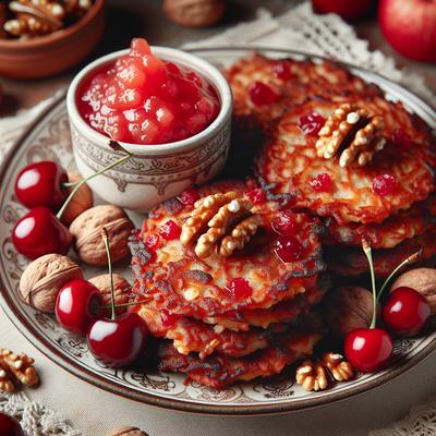 Image of Russian Walnut Cherry Latkes with Cherry Applesauce