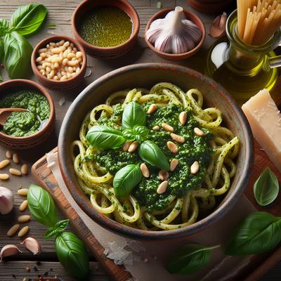 Image of Rustic Genovese Basil Pesto Pasta