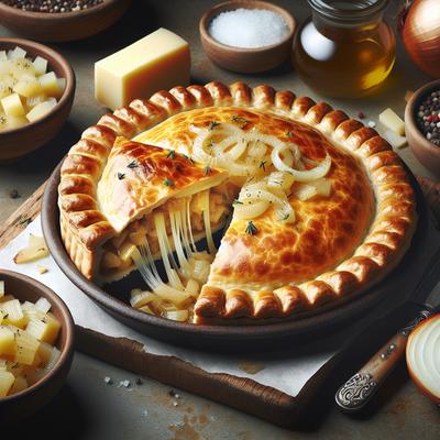 Image of Rustic Melted Onion and Cheese Picnic Pie