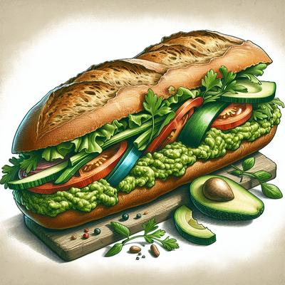 Image of Rustic Vegetable Baguette with Smashed Avocado