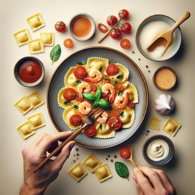 Image of Ryan's Ravioli with Shrimp and Tomato Cream Sauce