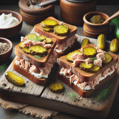 Image of Rye Bread Sandwiches with Tuna Pickle and Cream Cheese