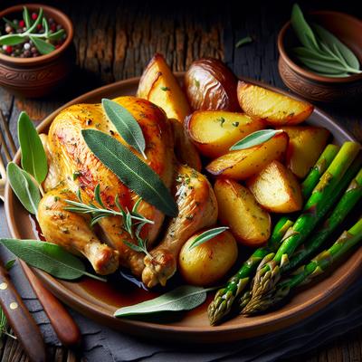 Image of Sage Chicken with Potatoes and Asparagus