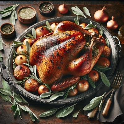 Image of Sage Roasted Turkey with Caramelized Onions
