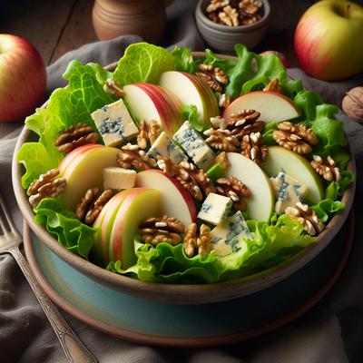 Image of Salad of Romaine Apples Walnuts and Stilton Cheese