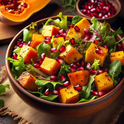Image of Salad of Warm Butternut Squash Pomegranate and Greens