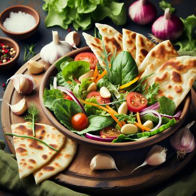 Image of Salad with Garlicky Flatbreads