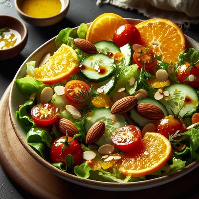 Image of Salad with Orange Vinaigrette and Glazed Almonds