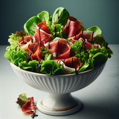 Image of Salad with Prosciutto Warm Balsamic Dressing