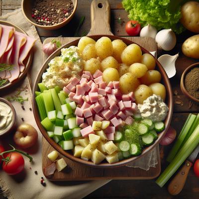 Image of Salade Curichoise Potato Salad W Ham Celery and Cream