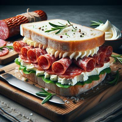 Image of Salami and Cream Cheese Sandwich