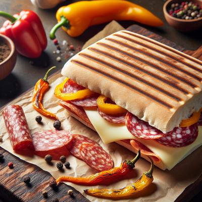 Image of Salami Fontina and Roasted Bell Pepper Panini