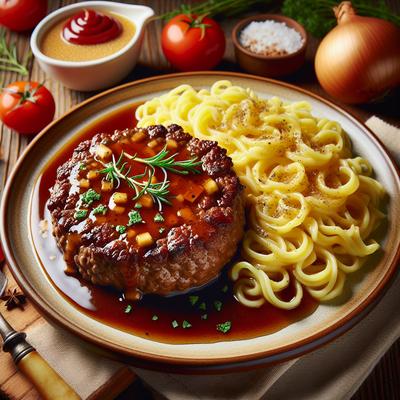 Image of Salisbury Steak Recipe with Buttered Egg Noodles