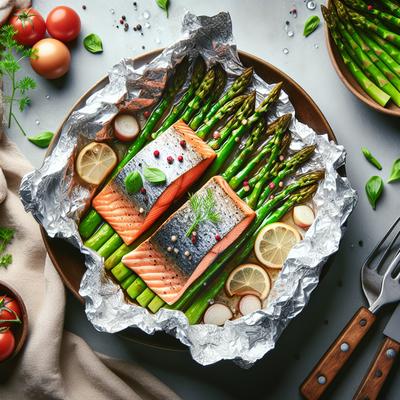 Image of Salmon and Asparagus in Foil