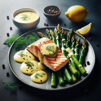 Image of Salmon and Asparagus with Hollandaise Sauce