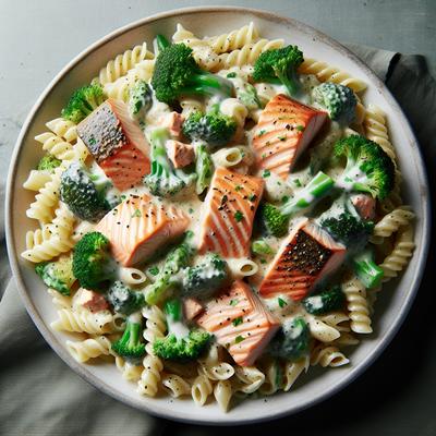 Image of Salmon and Broccoli Alfredo with Pasta