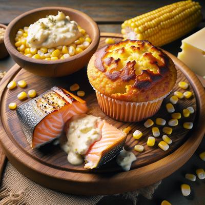 Image of Salmon and Corn Muffins with Cheese Spread