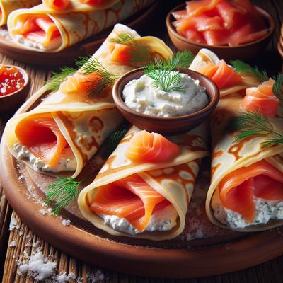 Image of Salmon and Cream Cheese Crepe Appetizers