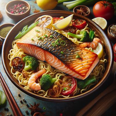 Image of Salmon and Noodles