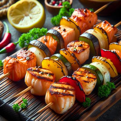 Image of Salmon and Scallop Cajun Kabobs