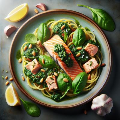 Image of Salmon and Spinach Pesto Pasta