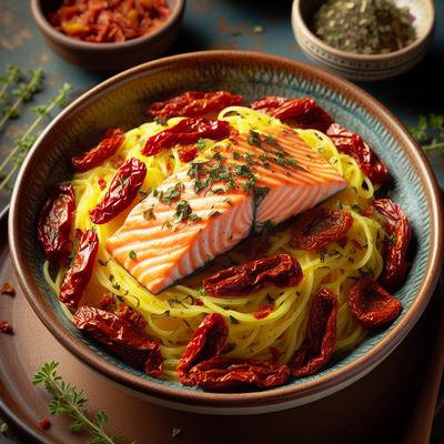 Image of Salmon and Sun Dried Tomato Tossed with Spaghetti Squash