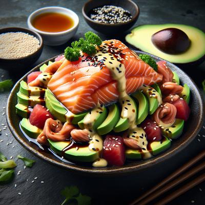 Image of Salmon Avocado with Sesame Soy Dressing Sara Moulton